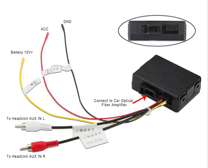 Удлиненный RCA Aux аудио волокно конвертер Комплект fit Benz Porsche большинство волоконно-оптических усилитель мощности(aftermarket android Адаптер блока