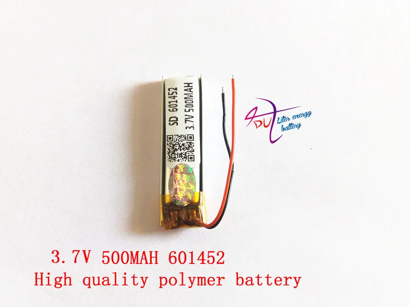 

Polymer battery 3.7 V 601452 500mah smart home MP3 speakers Li-ion battery for dvr,GPS,mp3,mp4,cell phone,speaker