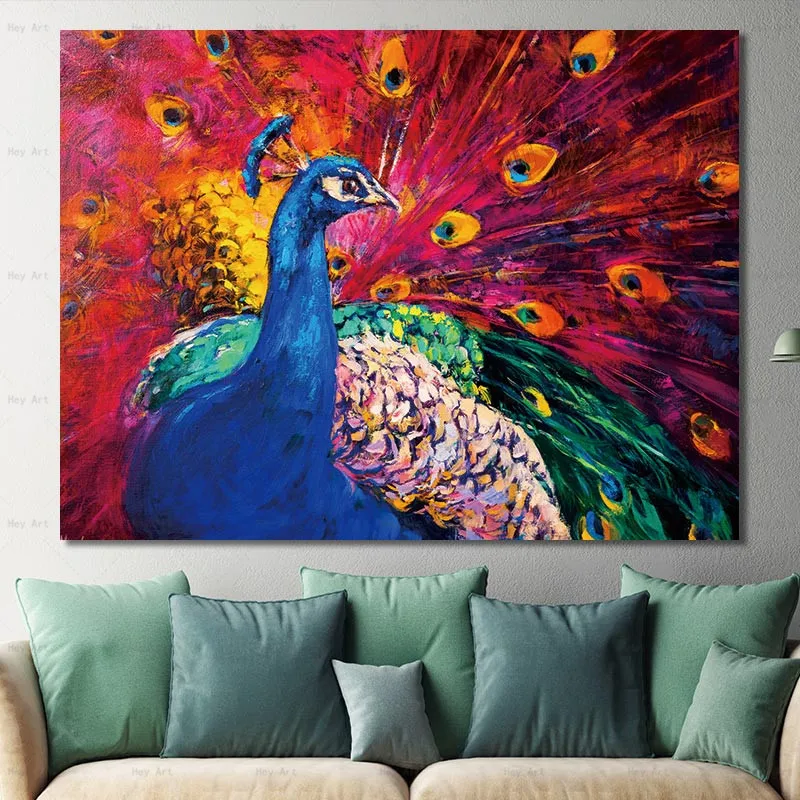 Peacock Animal Wall Art Picture Paintings on Canvas Abstract Posters and Prints No Frame