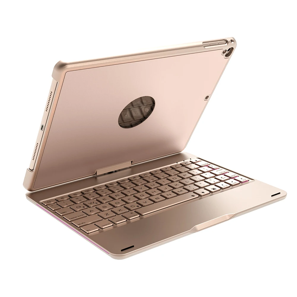 

360 Degree Rotating Metal Office Home Desktop Portable Protective Bluetooth Keyboard Cover Case Colorful Backlit For Pro9.7