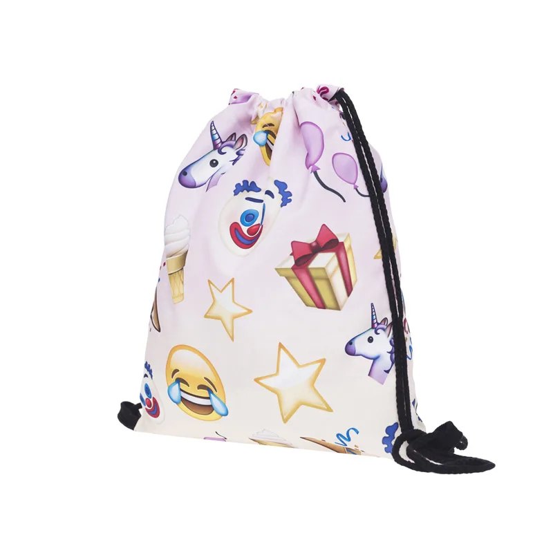 Drawstring Bags Cute Cartoon Horse Print Unicorn Candy Bags Satchel Rucksack Bundle Pocket Drawstring Storage Bags mochila
