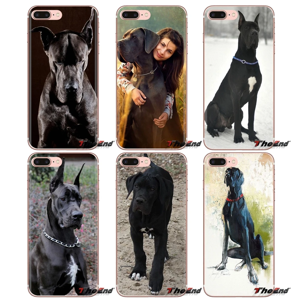 

Soft Transparent Shell Covers Black Great Dane Dog art print For Huawei Mate Honor 4C 5C 5X 6X 7 7A 7C 8 9 10 8C 8X 20 Lite Pro