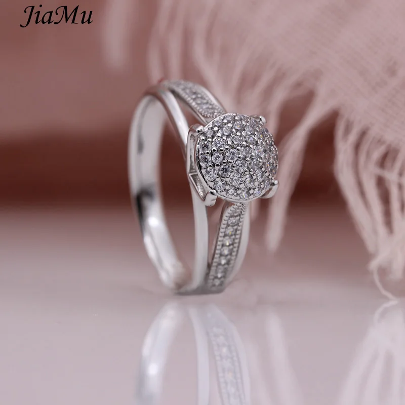 JiaMu новинка хит продаж модное изысканное кольцо с фианитом 585 пробы розовое