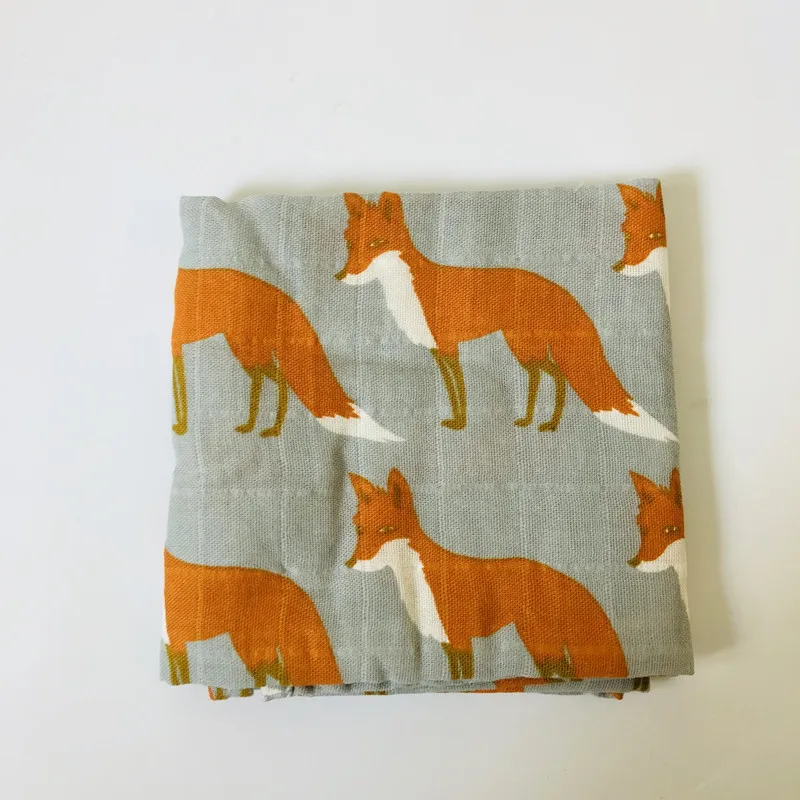Детское бамбуковое одеяло из органического хлопка для новорожденных, муслиновое Пеленальное полотенце для кормления - Цвет: grey fox organic