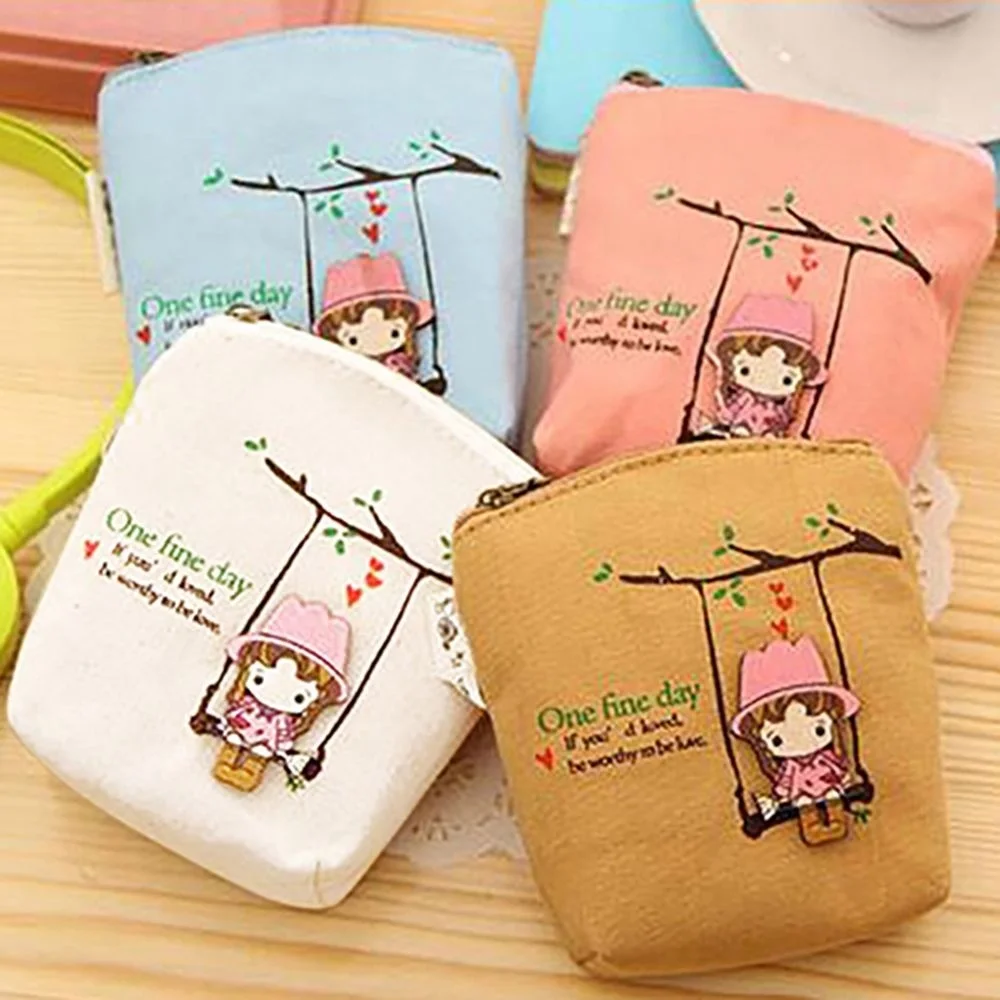 

Sweet Cute Girl Wallet Change Pouch Key Holder Small Money Bags Mini Canvas Swing Coin Bag Girl Female Purse for Coins 1PC