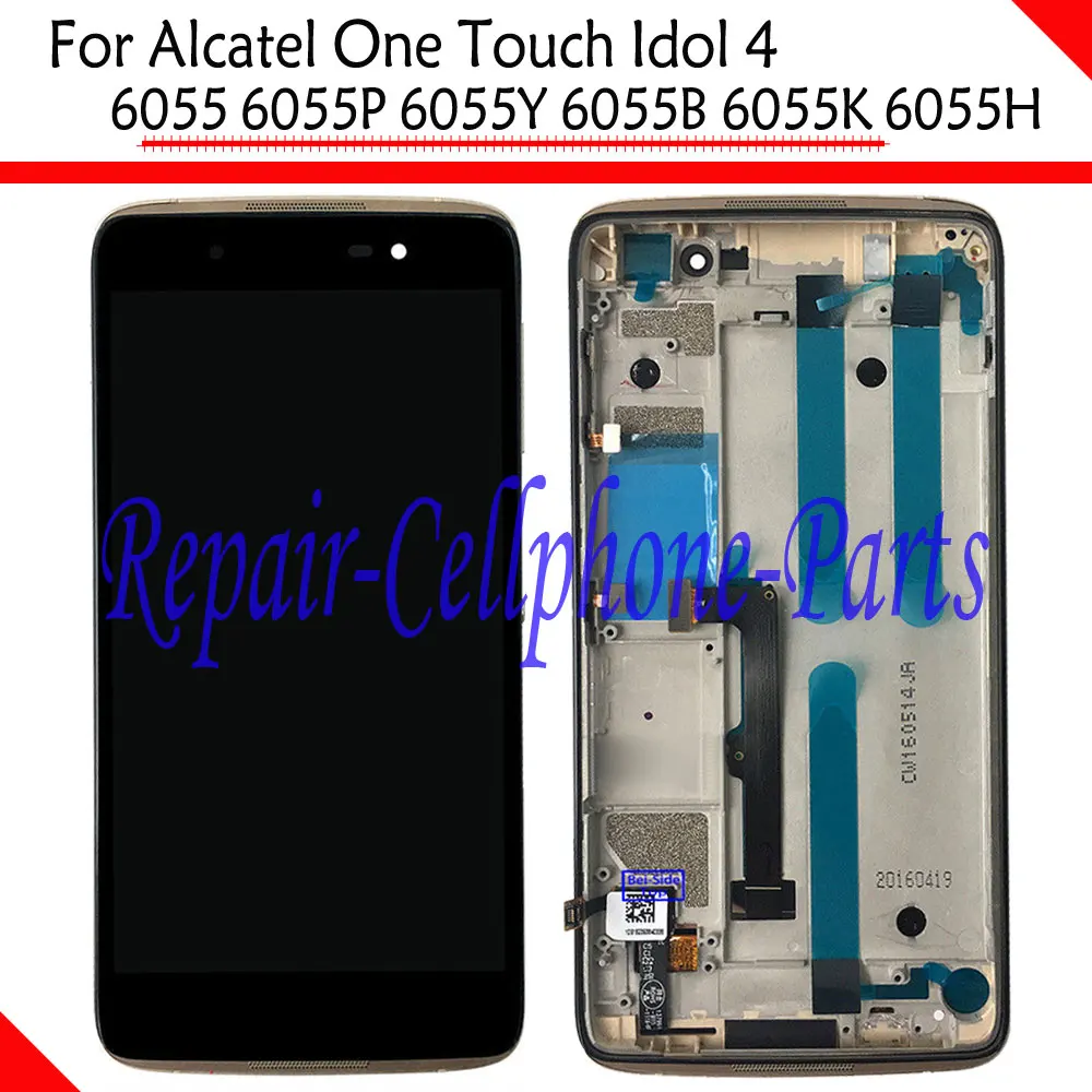 

Gold Frame Cover+Full LCD DIsplay+Touch Screen Digitizer Assembly For Alcatel One Touch Idol 4 LTE 6055 6055P 6055Y 6055B 6055K