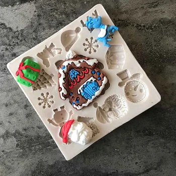 

1pc Christmas Theme Multi Style Silicone Mold Flower Cake Mould Xmas Santa Claus Gumpaste Tool Fondant Sugarcraft Biscuit Cutter