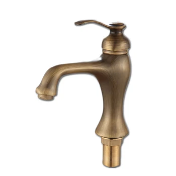 

Free shipping Single handle antique basin faucet and solid brass bathroom basin mixer tap with deck mounted antique water tap