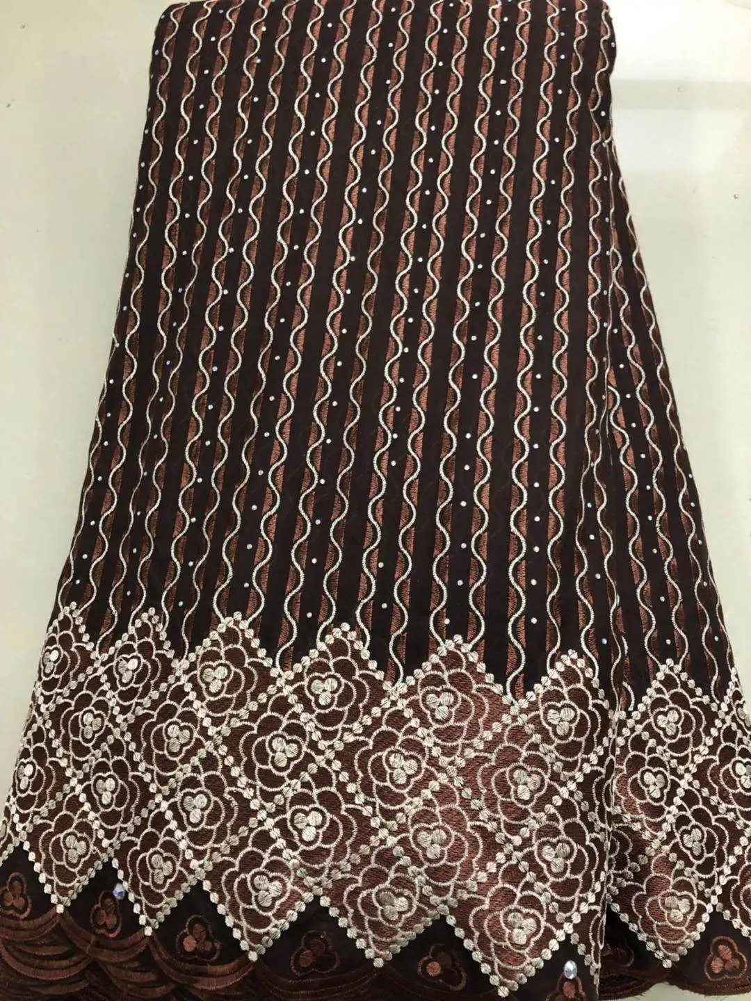 

High Quality Cotton Lace Fabric 2019 Latest Design Swiss Voile With Stone Swiss Voile Lace Switzerland For Party Dress ELL3941