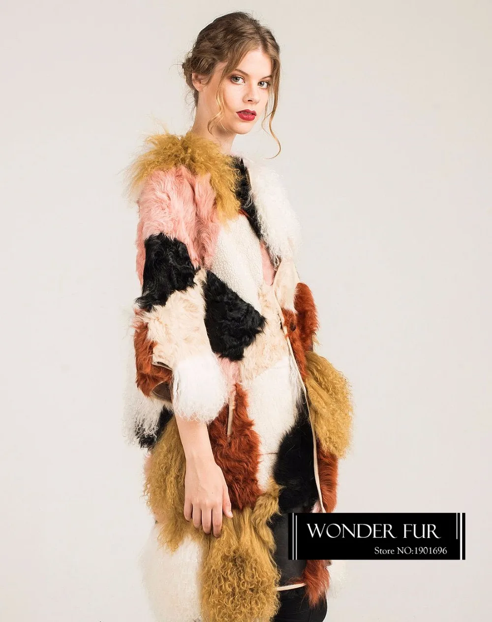 Mouton Fourrure Agneau Lamb Pardessus Fantaisie Unique Cuir Et Marque En Veste Vêtement Multicolore De Colorful Nouvelle Design PqwPnAaU