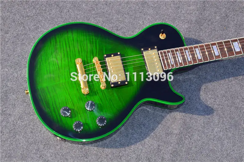 

FREE SHIPPING+guitarra+LP CUSTOM ELECTRIC GUITAR+green colors+GUITAR IN CHINA