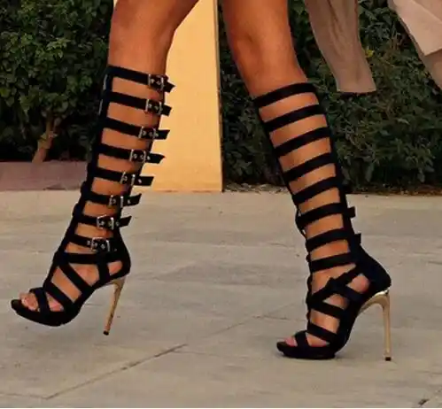 strappy high heel boots