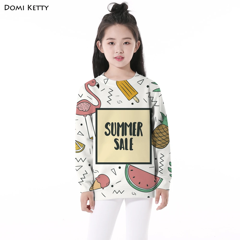 

Domi Ketty children hoodies print fruits flamingo letter girls boys casual long sleeve sweatshirts cartoon kids pullover clothes