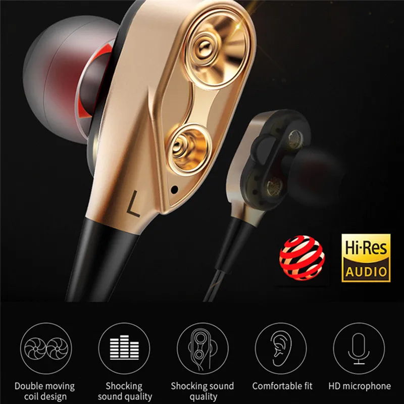 

EOR V3S Stereo Headset Double Unit Drive In Ear Earphone Bass Subwoofer Headset For Iphone Samsung Sports Headset