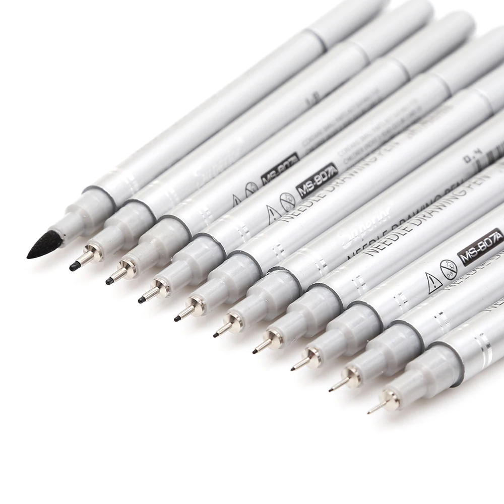 MIRUI 10 Tip Sizes Micron Neelde Drawing Pen Waterproof Pigment Fine Line Sketch Markers Pen Writing Hand-Paint Art Supplies angelmark pigment liner drawing needle pen set art markers hand painted hook line sketch journal writing school student supplies