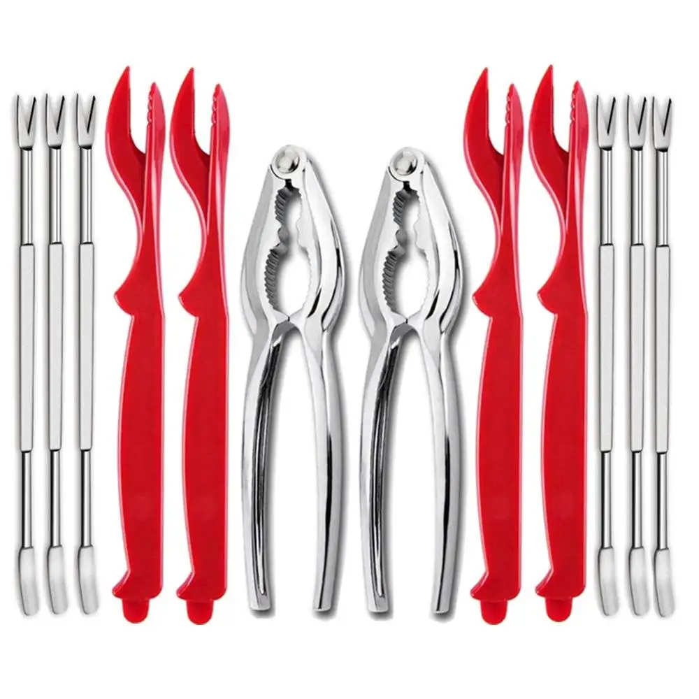 

12Pcs Seafood Tools Crab Crackers Nut Cracker Forks Set Opener Shellfish Lobster Leg Sheller Knife Kitchen Accessories