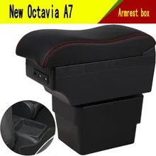 Для нового Octavia A7 подлокотник коробка центральный магазин содержимое Коробка Чехол для хранения USB интерфейс держатель телефона