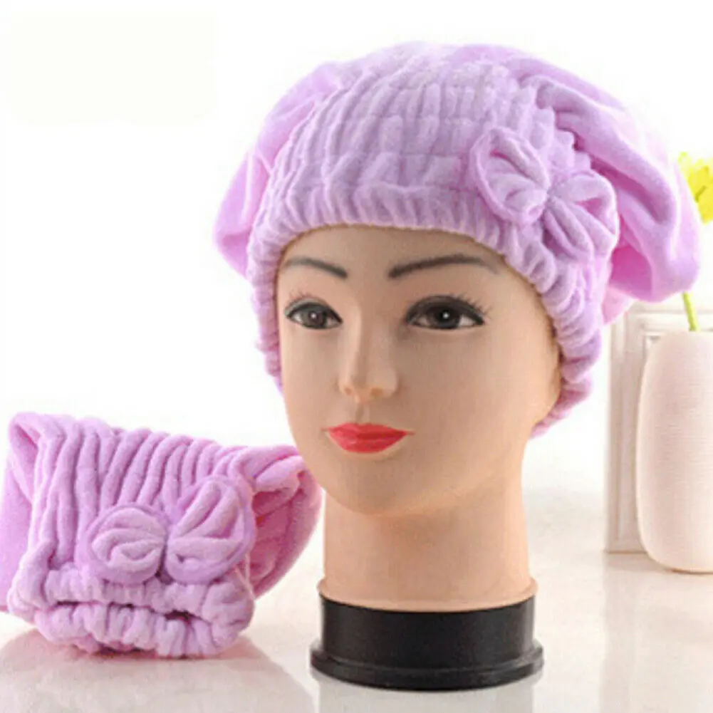 Микрофибра Полотенца быстрая сушка волос волшебное тюрбан для сушки повязка Шапка Кепка спа, купальный Лидер продаж - Цвет: Фиолетовый