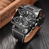 Oulm Watches Mens Quartz Casual Leather Strap Wristwatch Sports Multi-Time Zone Military Male Clock erkek saat Dropshipping ► Photo 2/6
