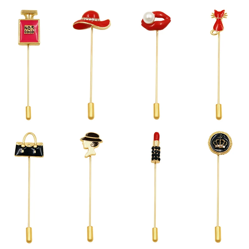 

New Arrival Enameled Assorted Designs Lips Perfume Hat ETC Hijab or Lapel Pins for Women