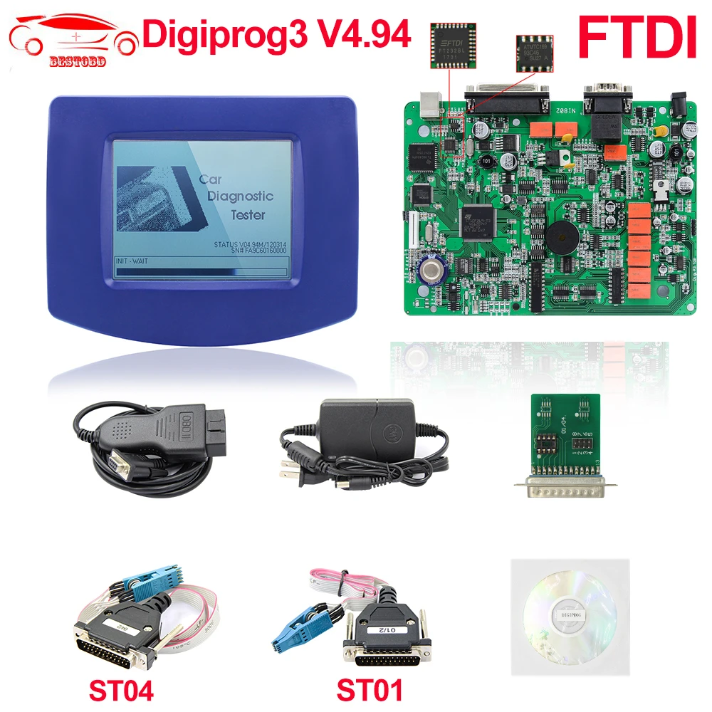 Digiprog III Digiprog3 V4.94 OBD2 ST01 ST04 одометром ремонтный программный Digiprog 3 FTDI FT232BL/93C46 Пробег коррекции инструмента
