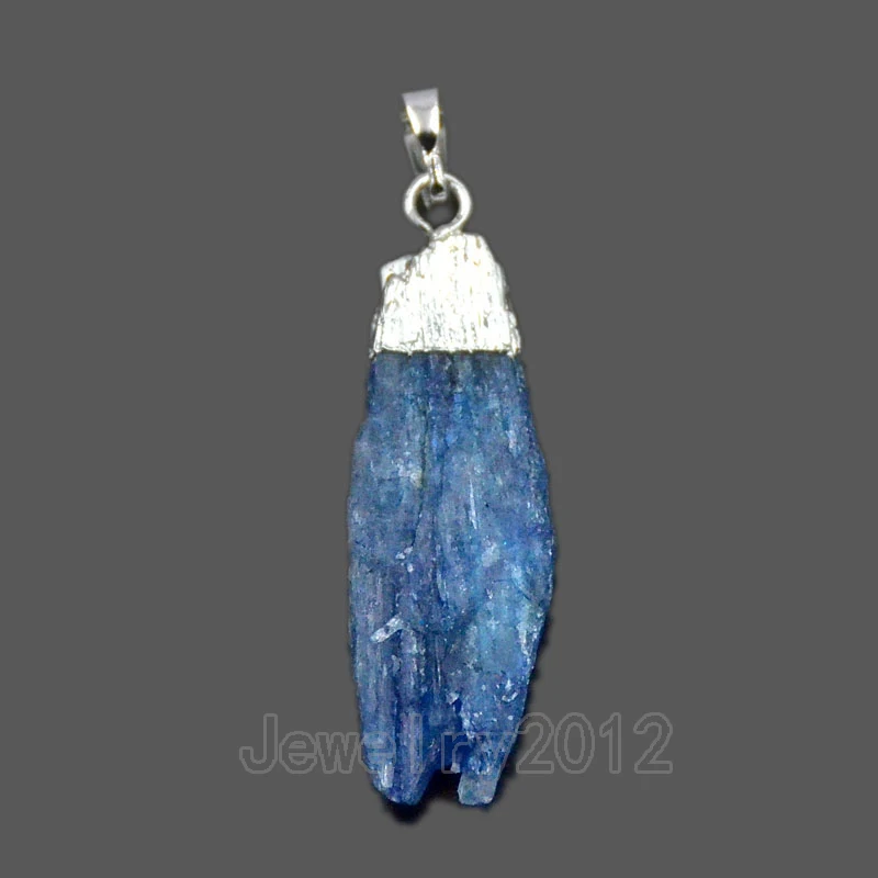 

5PCS/Lot Natural Blue Kyanite Freeform Sliced on Silver Gem stone Crystal Point Pendant Beads Fashion Wholesale 10x39-15x51mm