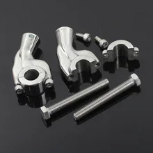 Твердый полированный " 7/8" Бар Руль стояки для Harley поплавок Чоппер кафе гонщик Спрингер Старая школа Бент Finned бар крепление зажим