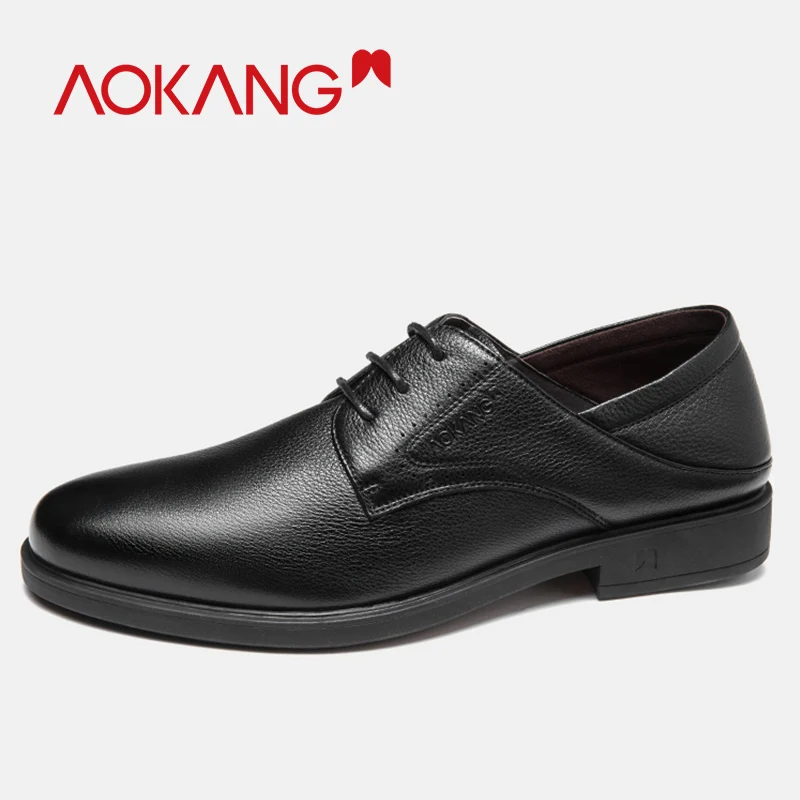 

AOKANG 2019 Men Dress Shoes genuine leather anti-slip shoes men high quality derby shoes Fashion Oxford Business Men Shoes