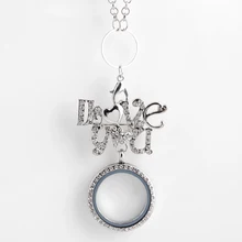 Ожерелья для женщин 30 мм 10 шт./лот кристалл алфавит бант плавающий с магнитом, стеклянный кулон XF20