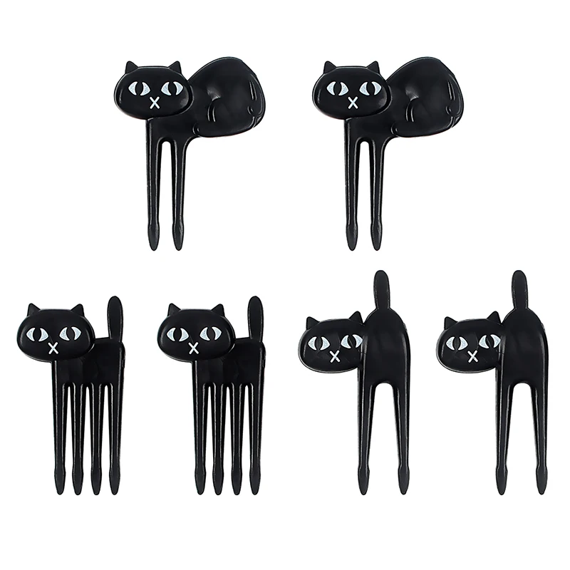 6pcs-Mini-Animal-Fork-Fruit-Picks-Cute-Black-Cat-Children-Fork-Lunch-Box-Bento-Decor-Accessories
