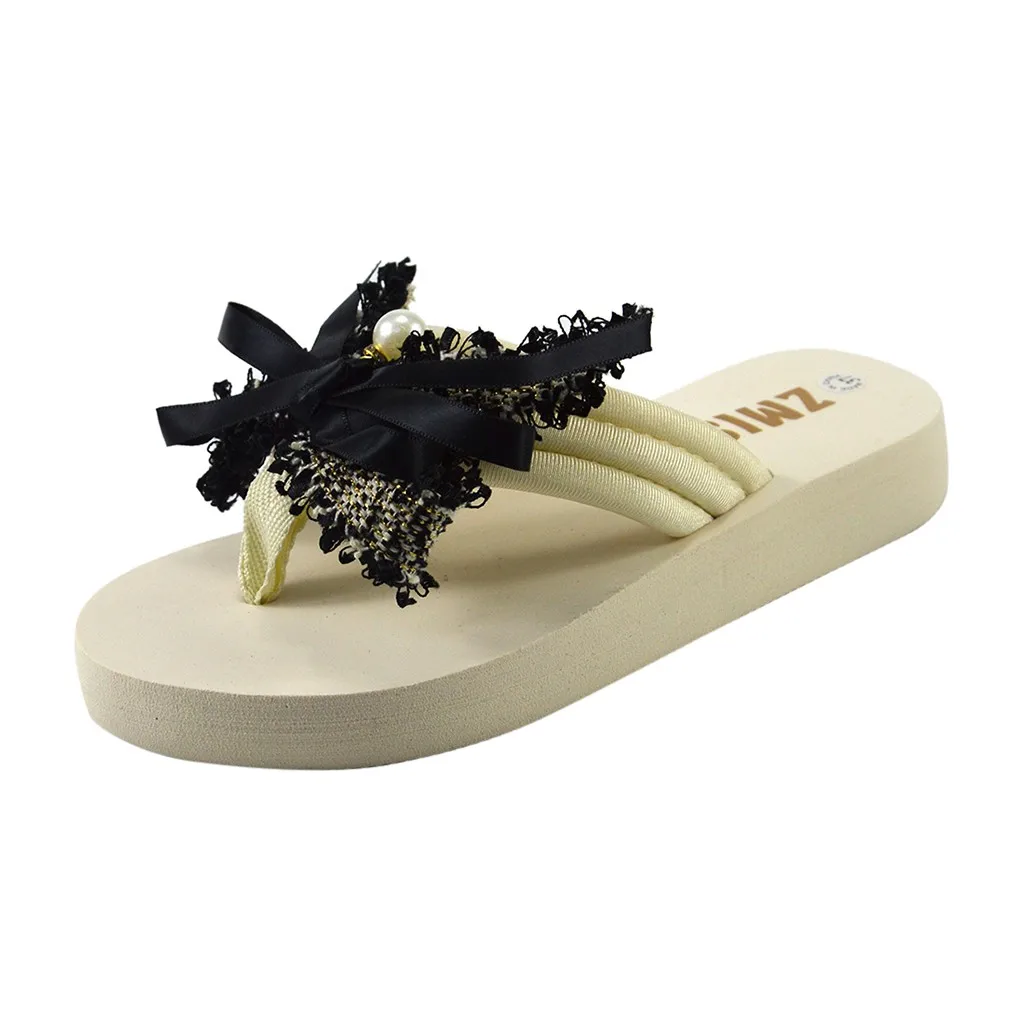 

Jaycosin shoes Women Slip-on Slippers Fashion Flip-flops Wedges Heels Causal Bow Slipper Slides Shoes