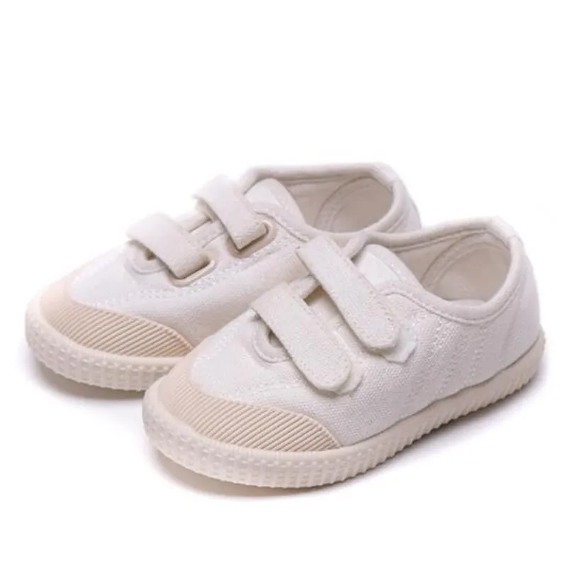 Новая детская парусиновая обувь для мальчиков и девочек на липучке; дышащие хлопковые кроссовки; детская обувь для младенцев; модная обувь на плоской подошве; 019