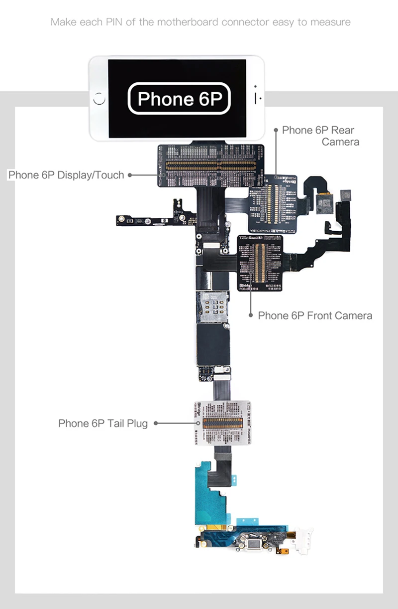 IBridge измерительный кабель для iPhone 6, 6 P, 6 S, 6SP, 7, 7, P, 8, 8 P, X, материнская плата, контактное сопротивление, напряжение, сигнал, тест, удлинитель, ремонт