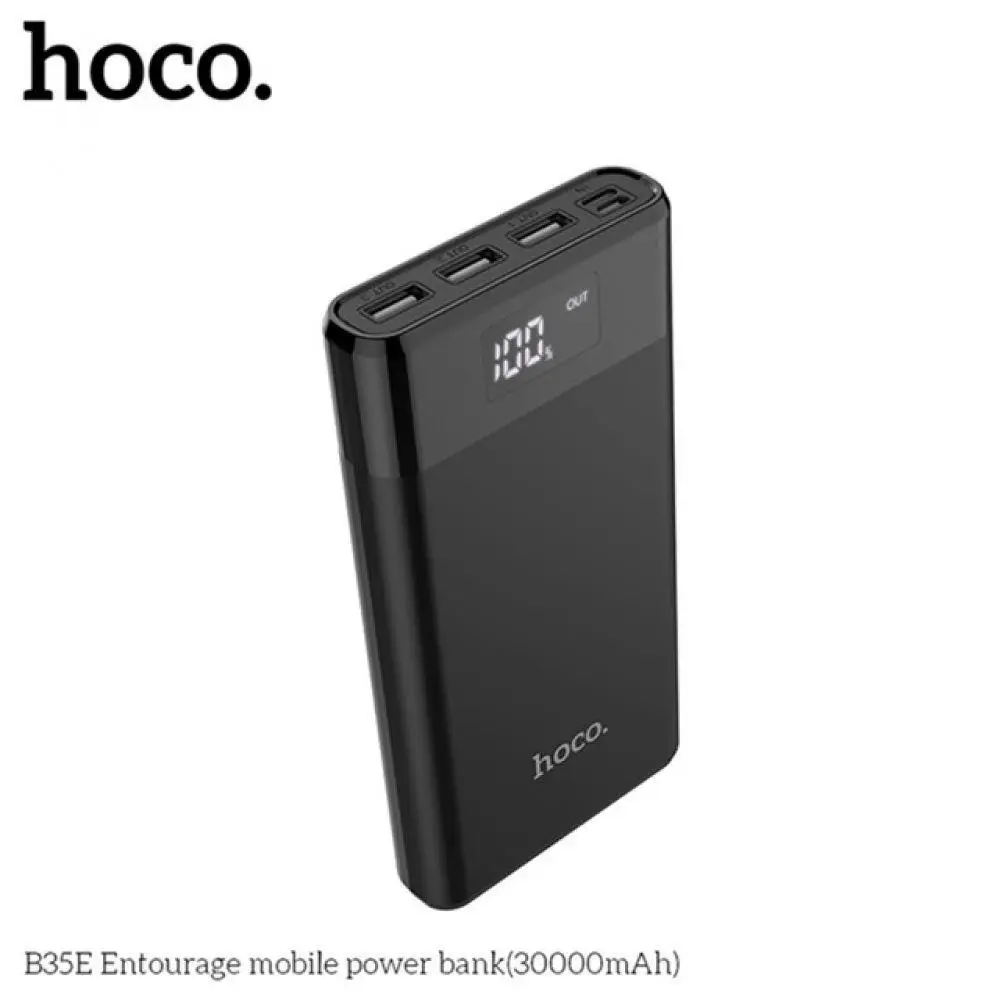 HOCO power Bank 30000 мАч, три порта, портативное зарядное устройство для iphone, Xiaomi, мобильный повербанк, внешний аккумулятор - Цвет: black