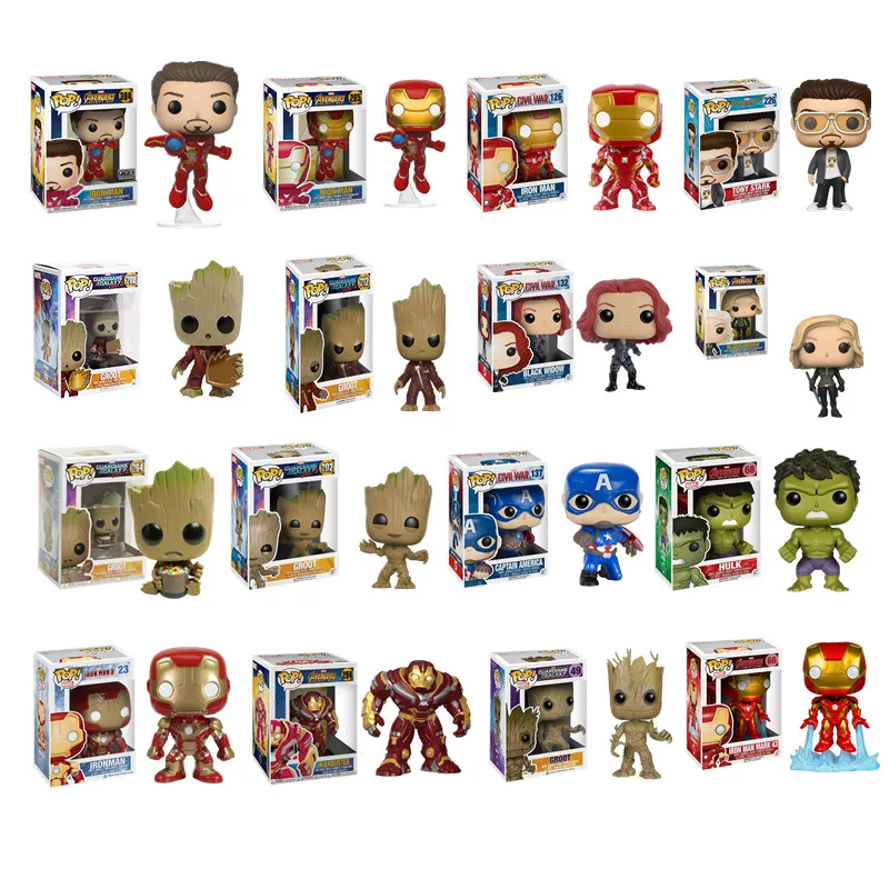 

FUNKO POP Marvel Avengers #23 #126 #66 Iron Man Black Widow #137 Captain America Action Figure Toys Cute Groot Hulk Model Dolls