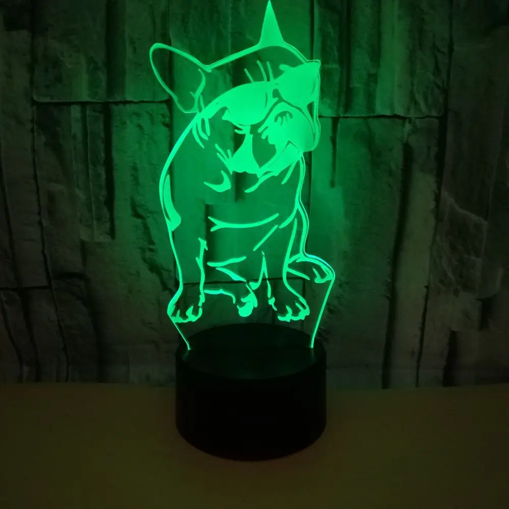 Панель в форме французского бульдога с солнцезащитных очков 3D светодиодный ночной Светильник Frenchie с рисунком собачки и котика сна светильник ing 7 цветов меняется настроение лампа vitage Dragon для любителей собак