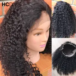 Странный вьющиеся 360 Кружева Фронтальная парики монгольский человеческих волос, парики предварительно сорвал с ребенком волос
