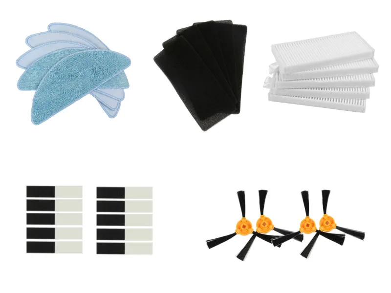 

4*side brush +5 * HEPA filter +5 * sponge +5 * mop cloth +10 * magic paste for CONGA EXCELLENCE Robotic Vacuum Cleaner Parts