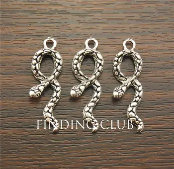 

30 pcs Silver Color Metal Alloy Snake Charm Pendants for Jewelry Necklace Making DIY Craft Handmade A1257