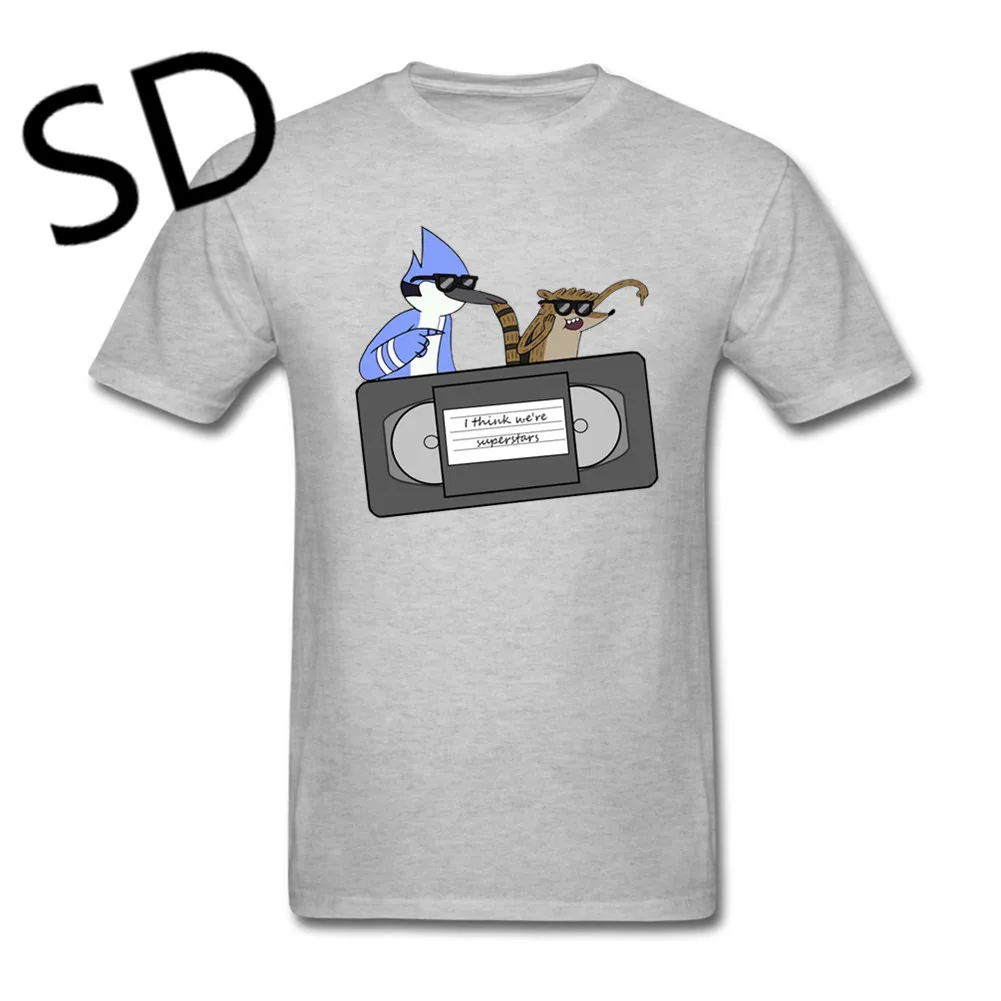 

Dropshipping vcr T-Shirt Regular Show Mordecai Rigby T-Shirt Men TV camisetas hombre Funny Tee Shirt Homme Summer Top