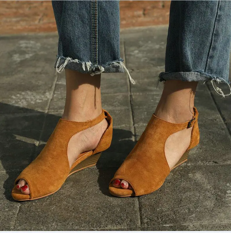 Women's Boots' Women Slip-On Fashion Ankle Summer Boots Women Plus Size High Heels Wedge Ankle Boots For Womens Winter Boot (15)