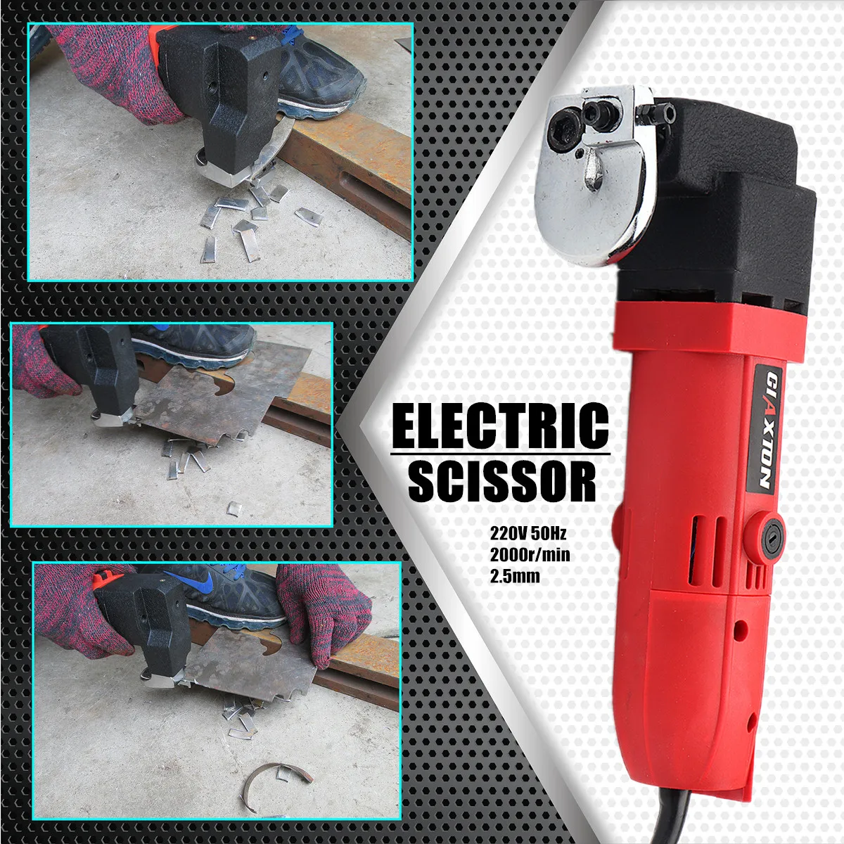 

500W 220V 2000r/min Professional Electric Sheet Metal Shear Snip Scissor Cutter EU Plug Power Tool 290x77x145mm Slide Switch