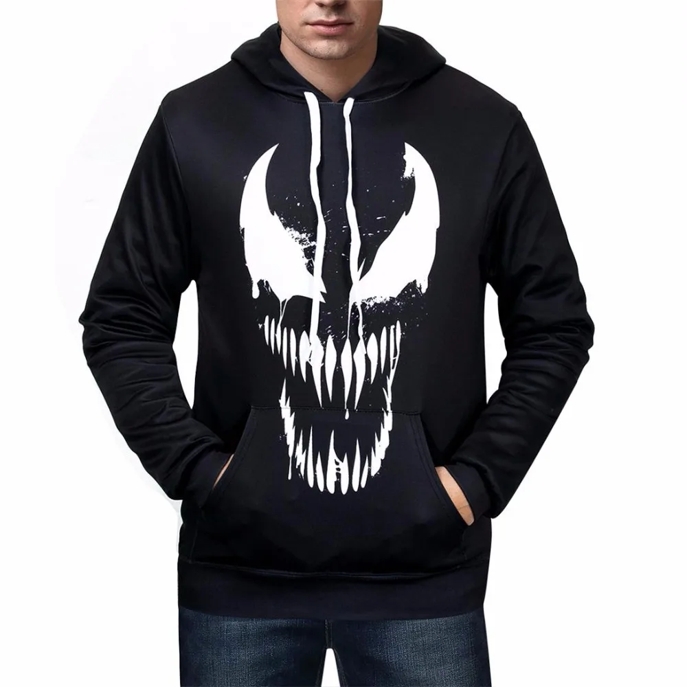 Европа Америка Venom 2019 3D фильм Marvel сжатия круглый галстук Кепка толстовка мышц