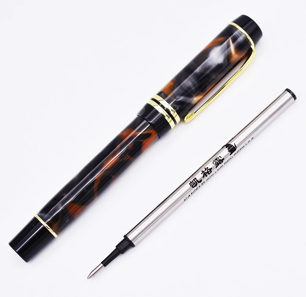 

Kaigelu 316 Celluloid Rollerball Pen with Smooth Refill Beautiful Marble Amber Pattern Writing Gift Pen Office Business Supplies