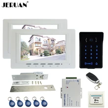 JERUAN blanco 7 ”Sistema de Intercomunicación Teléfono Video de La Puerta de Vídeo 2 nuevo monitor Táctil RFID A Prueba de agua Cámara de La llave + Remoto de control Abierto