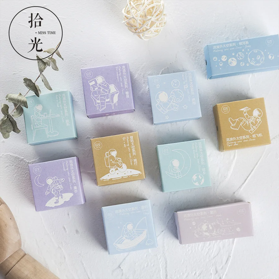 

1pcs Decoration Wood Stamp Vintage Daily Plan Stamp Wandering Outer Space Series Wooden Rubber Stamp for Scrapbooking Stationery