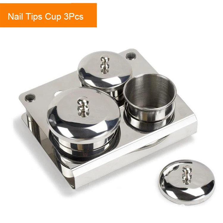 

3PCS Professional Stainless Steel Acrylic Nail Tips Cup Dappen Dish Liquid Powder Holder Container Nail Art Equipment Tools A083