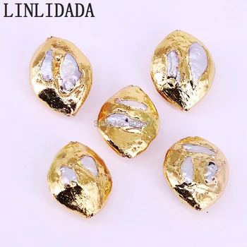 

10Pcs Gold Color Freshwater Pearl Gems Connector Spacer Beads for Necklace Bracelet Jewelry DIY Findings