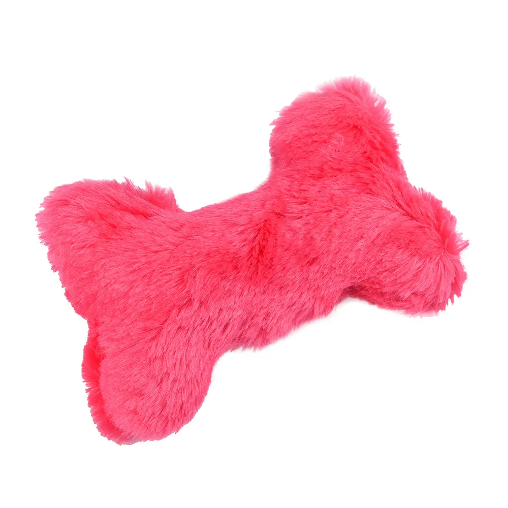 solid color pet toy dog plush bone hair sound toy bite molar pillow cute jouet en peluche pour animaux#A