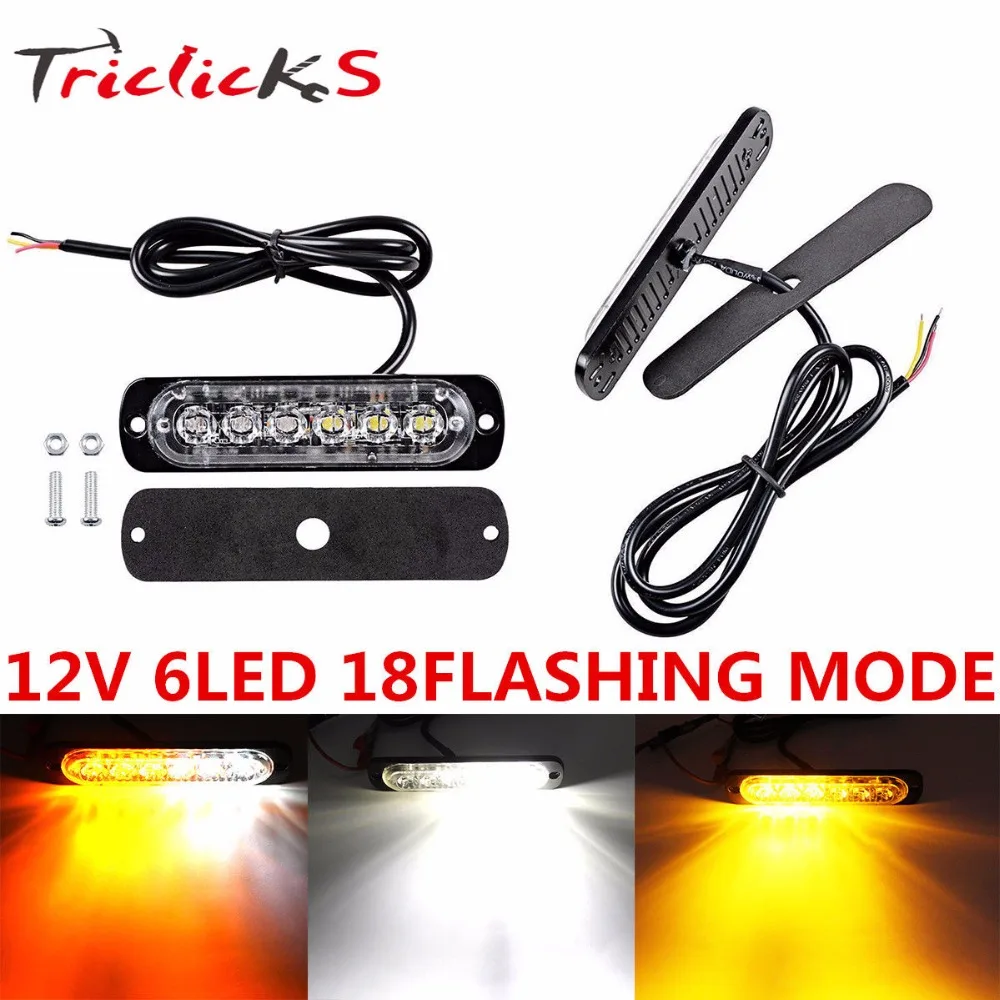 

Triclicks 30W Epistar SMD 2835 External Car Lights Truck Van 6 LED Flash Emergency Beacon Hazard Warning Strobe Light Bar Amber